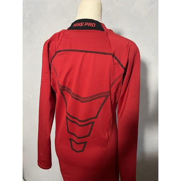 Nike Pro Dri-Fit Compression Women’s Gym Workout Long Sleeve Red Shirt - Picture 6 of 12